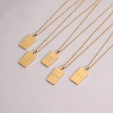 316L Stainless Steel Inspirational Necklace Engraved Letters Square Pendant