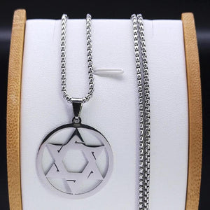 Star Of David Shield Necklace Silver Hexagram Pendant Jewelry