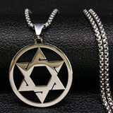 Star Of David Shield Necklace Silver Hexagram Pendant Jewelry