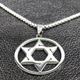 Star Of David Shield Necklace Silver Hexagram Pendant Jewelry