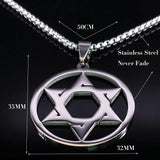Star Of David Shield Necklace Silver Hexagram Pendant Jewelry