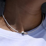 Yin Yang Shell Charm Choker Stainless Steel Necklace