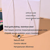 Yin Yang Shell Charm Choker Stainless Steel Necklace