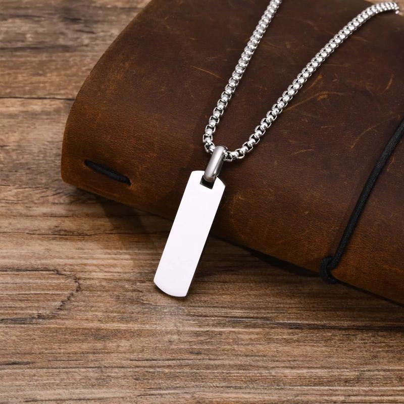 Personalized Bar Necklace, Stainless Steel Pendant, Geometric Gift