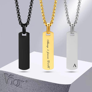 Personalized Bar Necklace, Stainless Steel Pendant, Geometric Gift