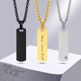 Personalized Bar Necklace, Stainless Steel Pendant, Geometric Gift