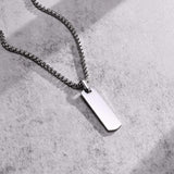Personalized Bar Necklace, Stainless Steel Pendant, Geometric Gift