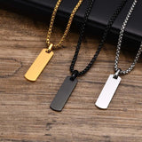Personalized Bar Necklace, Stainless Steel Pendant, Geometric Gift