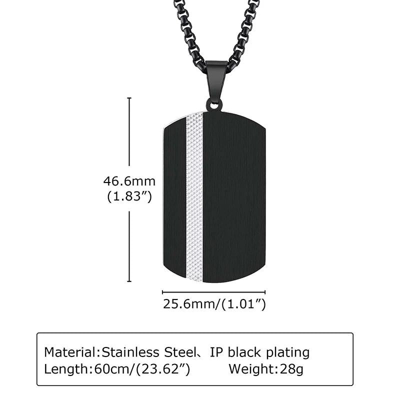 Stainless Steel Tag Pendant Necklace For Men Personalized Geometric Jewelry