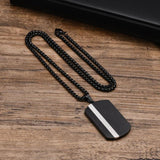 Stainless Steel Tag Pendant Necklace For Men Personalized Geometric Jewelry