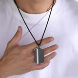 Stainless Steel Tag Pendant Necklace For Men Personalized Geometric Jewelry