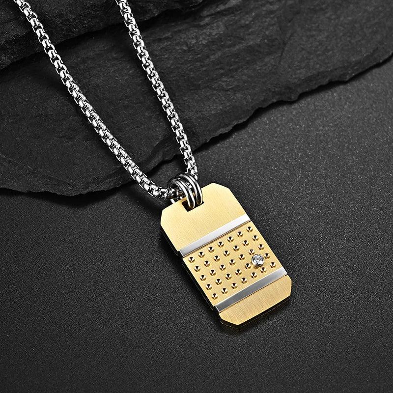 Men Tag Pendant Necklace Stainless Steel Collar Choker