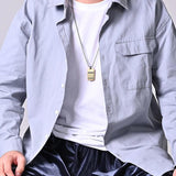 Men Tag Pendant Necklace Stainless Steel Collar Choker