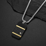 Men Tag Pendant Necklace Stainless Steel Collar Choker