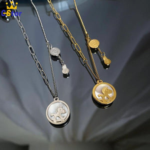 Stainless Steel Horse Dollar Pendant Necklace for Women
