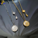 Stainless Steel Horse Dollar Pendant Necklace for Women