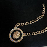 Cuban Link Chains Bar Necklace Lion Head Charms Iced Out Pendant Necklace