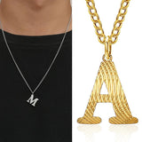 Alphabet Men Pendant Necklace Initial Letter Stainless Steel Clavicle Jewelry