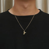 Alphabet Men Pendant Necklace Initial Letter Stainless Steel Clavicle Jewelry