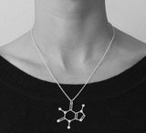 Caffeine Molecule Pendant Women Science Choker Chain Biology Jewelry