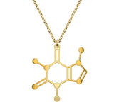 Caffeine Molecule Pendant Women Science Choker Chain Biology Jewelry