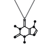 Caffeine Molecule Pendant Women Science Choker Chain Biology Jewelry