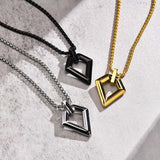 Polygon Men Pendant Necklace Stainless Steel Chain