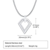 Polygon Men Pendant Necklace Stainless Steel Chain