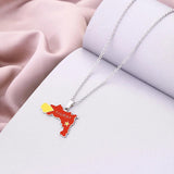 Enamel Drop Tigray Region Map Flag Pendant Necklaces
