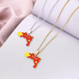 Enamel Drop Tigray Region Map Flag Pendant Necklaces
