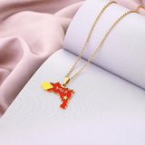Enamel Drop Tigray Region Map Flag Pendant Necklaces