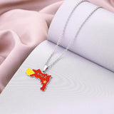 Enamel Drop Tigray Region Map Flag Pendant Necklaces