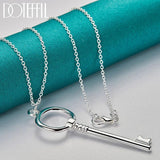 925 Silver Key Pendant Necklace for Wedding Engagement Party