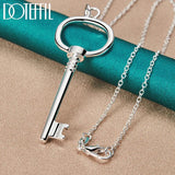 925 Silver Key Pendant Necklace for Wedding Engagement Party