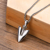 Stainless Steel Arrow Necklace for Men, Spear Head Pendant