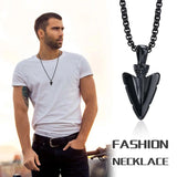 Stainless Steel Arrow Necklace for Men, Spear Head Pendant