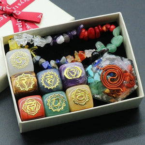 Chakra Yoga Symbol Crystal Necklace Reiki Stone Bracelet