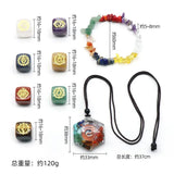 Chakra Yoga Symbol Crystal Necklace Reiki Stone Bracelet