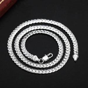 Sterling Silver 6mm Sideways Necklace Chain for Wedding Engagement