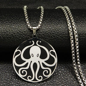 Stainless Steel Huge Squid Necklace Men Octopus Chain Jewelry