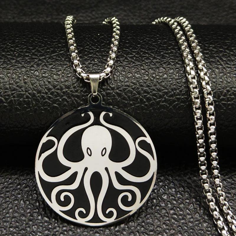 Stainless Steel Huge Squid Necklace Men Octopus Chain Jewelry
