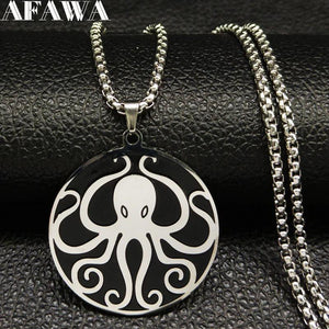 Stainless Steel Huge Squid Necklace Men Octopus Chain Jewelry