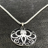 Stainless Steel Huge Squid Necklace Men Octopus Chain Jewelry