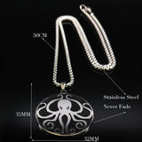 Stainless Steel Huge Squid Necklace Men Octopus Chain Jewelry