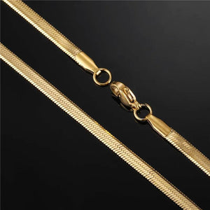 3MM 4MM 5MM Flat Snake Chain Necklace Stainless Steel Choker