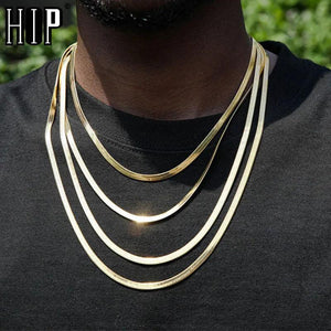 3MM 4MM 5MM Flat Snake Chain Necklace Stainless Steel Choker