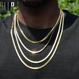 3MM 4MM 5MM Flat Snake Chain Necklace Stainless Steel Choker