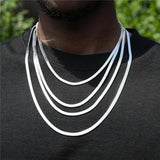3MM 4MM 5MM Flat Snake Chain Necklace Stainless Steel Choker