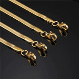 3MM 4MM 5MM Flat Snake Chain Necklace Stainless Steel Choker