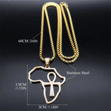 Africa Map Ankh Key Of Life Stainless Steel Chain Necklace